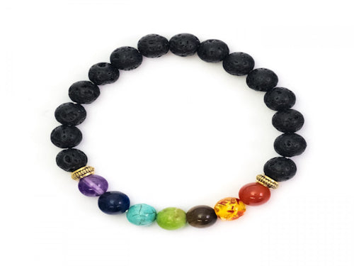 lava stone chakra bracelet